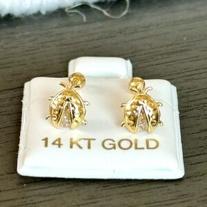 14karat Gold Ladybug Cz screw back earring